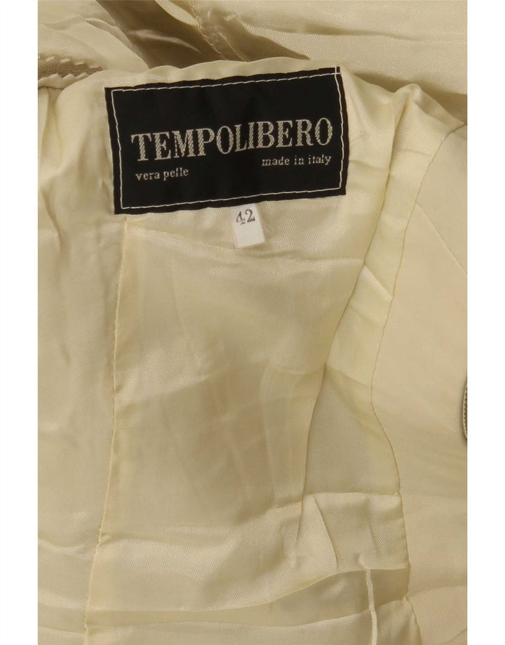 Vintage Damen Lederjacke IT 42 Medium Beige Leder