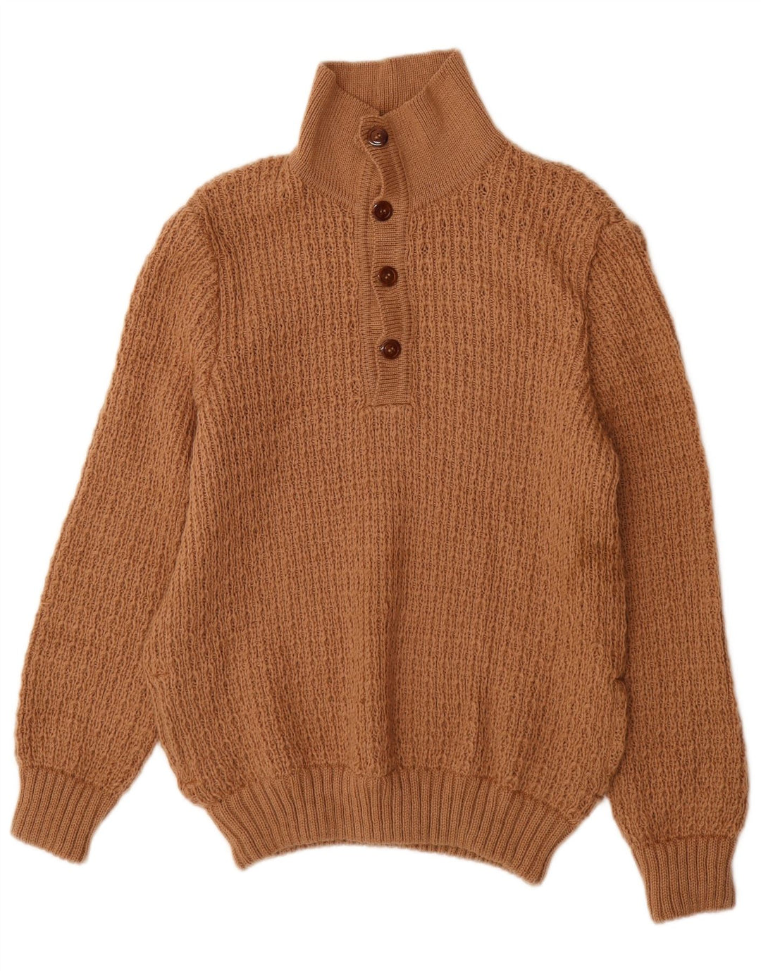 Vintage Herren-Pullover mit Knopfkragen, mittelbraun