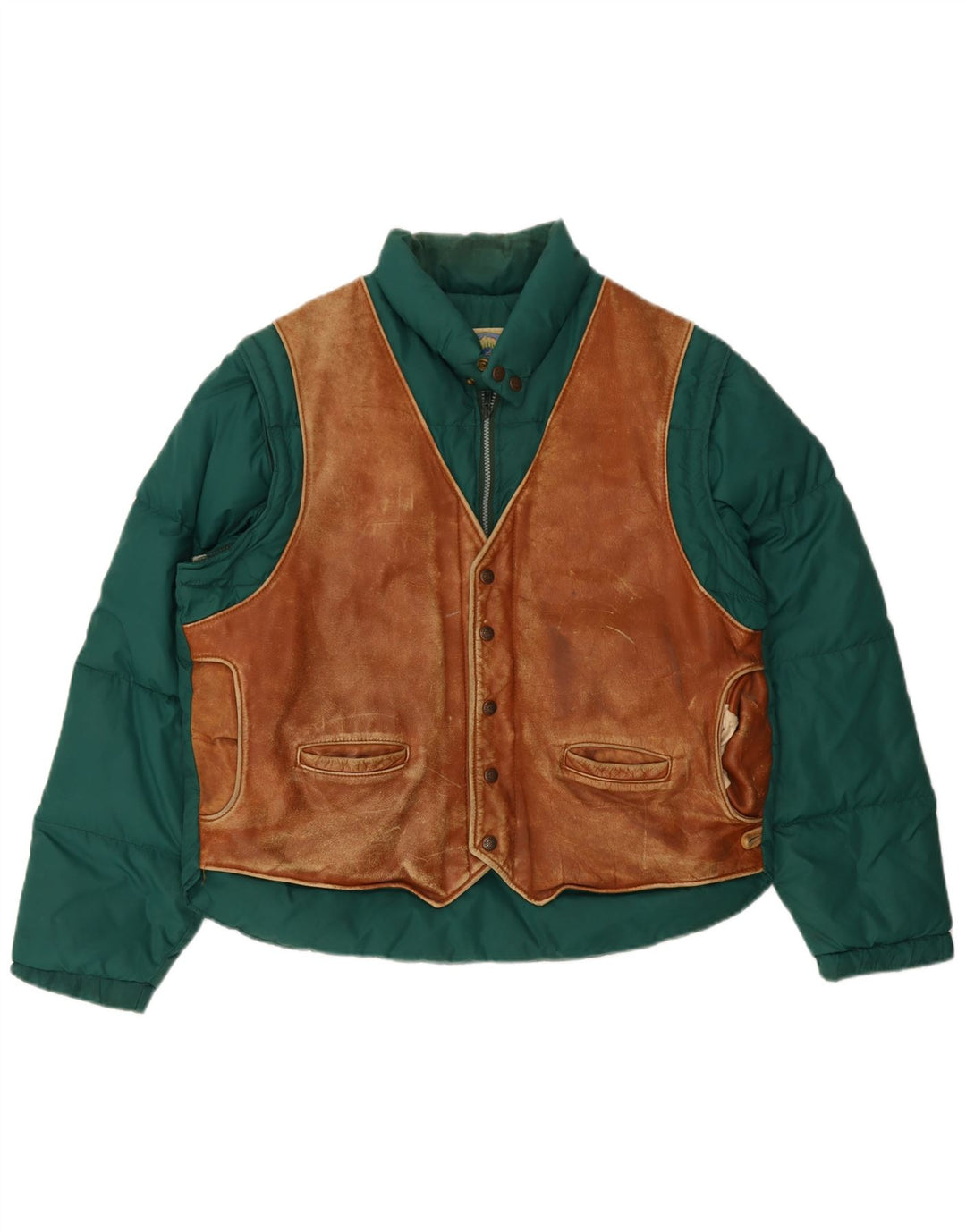Charro Herren Wattierte Jacke IT 48 Mittelgrün Farbblock
