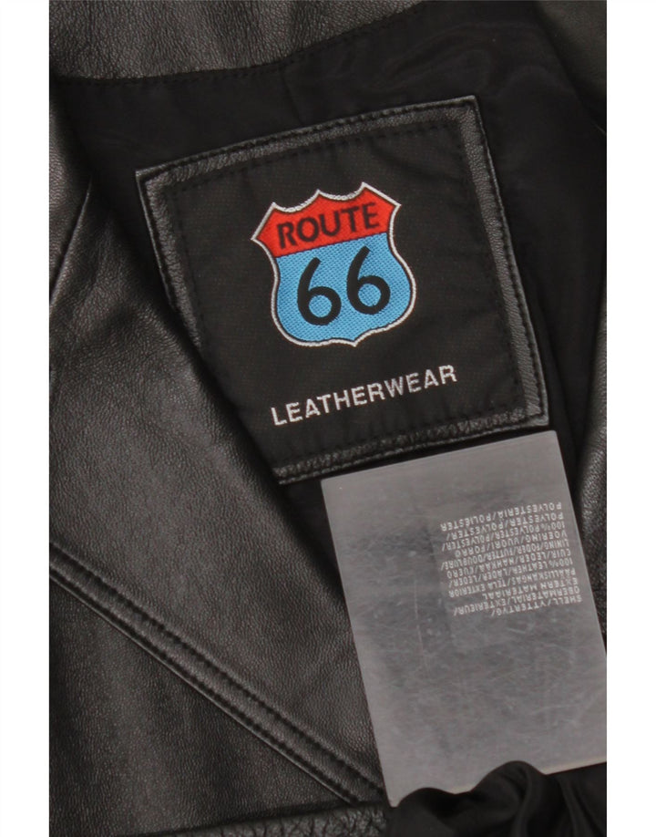ROUTE 66 Herren-Blazerjacke aus Leder mit 3 Knöpfen, UK 38, mittelschwarzes Leder
