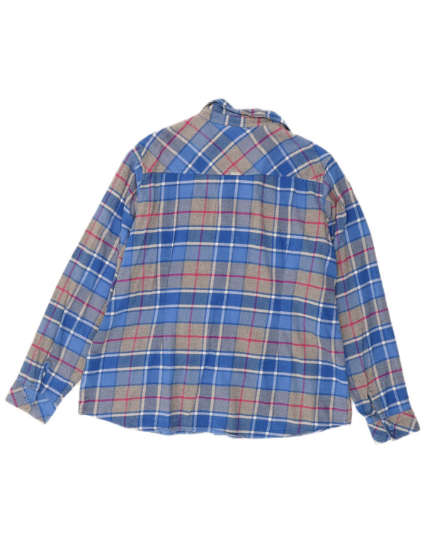 Columbia Damen-Oversize-Flanellhemd, UK 18, XL, blau karierte Baumwolle