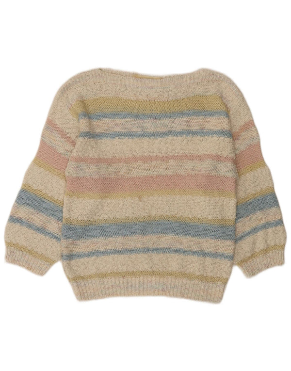 Vintage Damen Pullover mit U-Boot-Ausschnitt, UK 12, mittelmehrfarbig gestreift