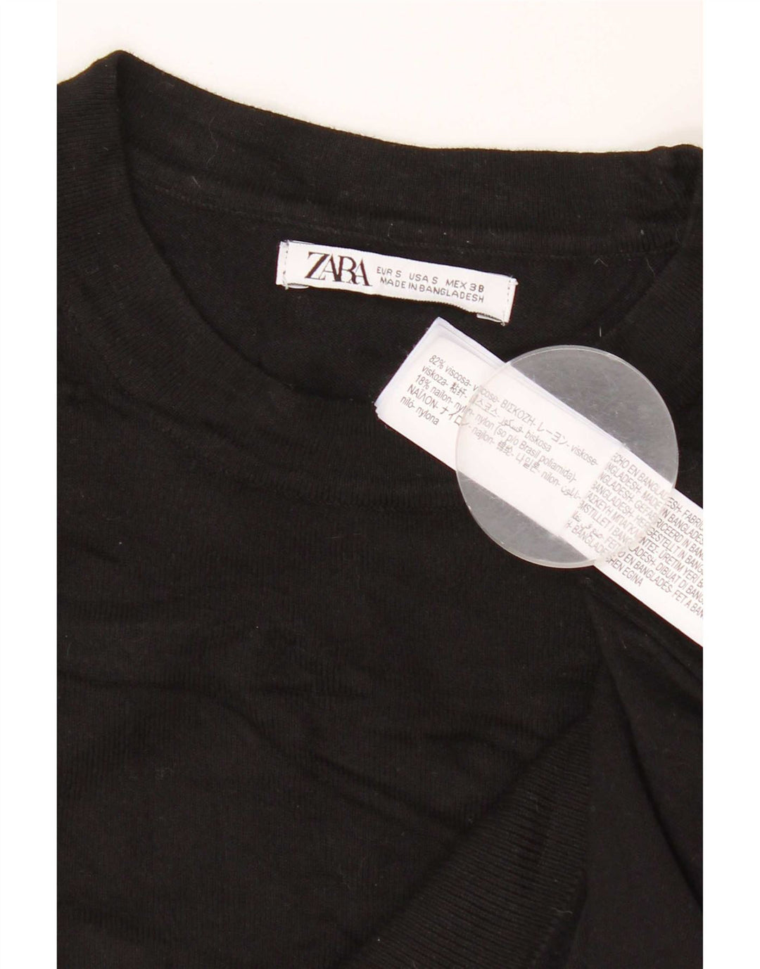 Zara Herren-Pullover mit Rundhalsausschnitt, Größe S, schwarze Viskose