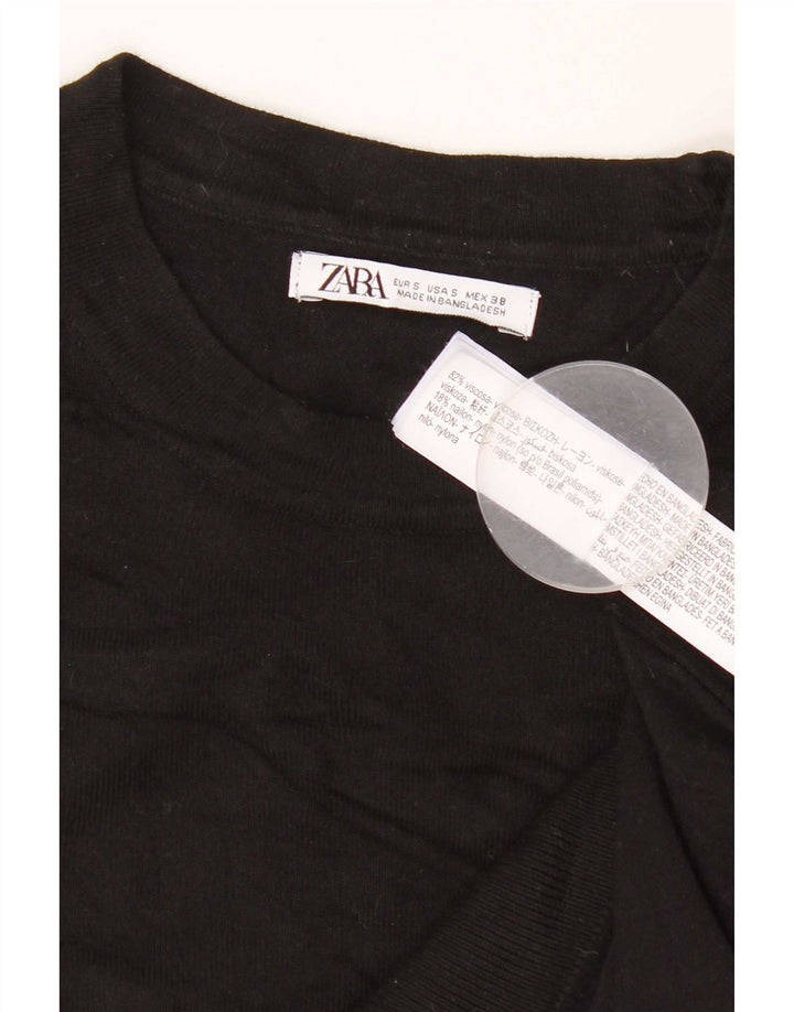 Zara Herren-Pullover mit Rundhalsausschnitt, Größe S, schwarze Viskose