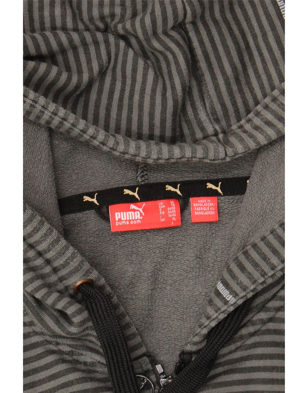 PUMA Mens Zip Hoodie Sweater XL Grey Striped Vintage Puma and Second-Hand Puma from Messina Hembry 
