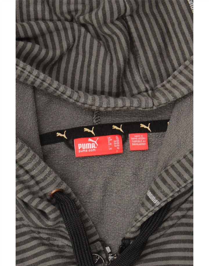 PUMA Mens Zip Hoodie Sweater XL Grey Striped Vintage Puma and Second-Hand Puma from Messina Hembry 
