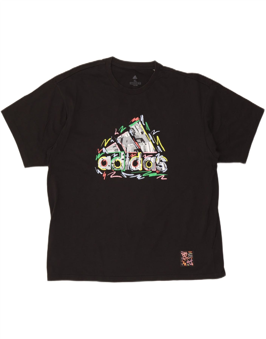 ADIDAS Herren Grafik T-Shirt Top XL Schwarz Baumwolle