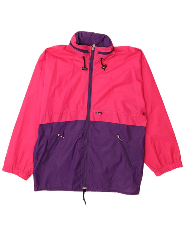 K-Way Herren-Regenjacke mit Kapuze, UK 40, Größe L, Rosa, Colourblock-Polyamid