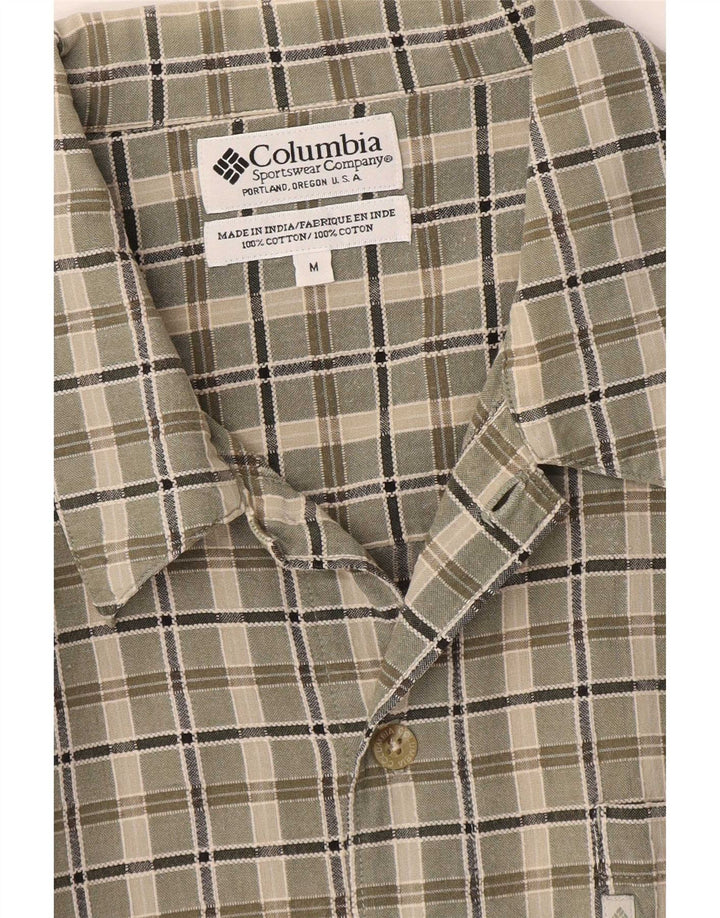 Columbia Herren-Kurzarmhemd aus mittelkhakifarbener Karo-Baumwolle