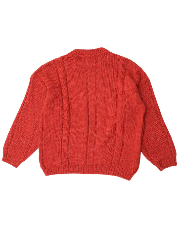 Luidiana Herren-Pullover mit Rundhalsausschnitt, groß, rotes Acryl