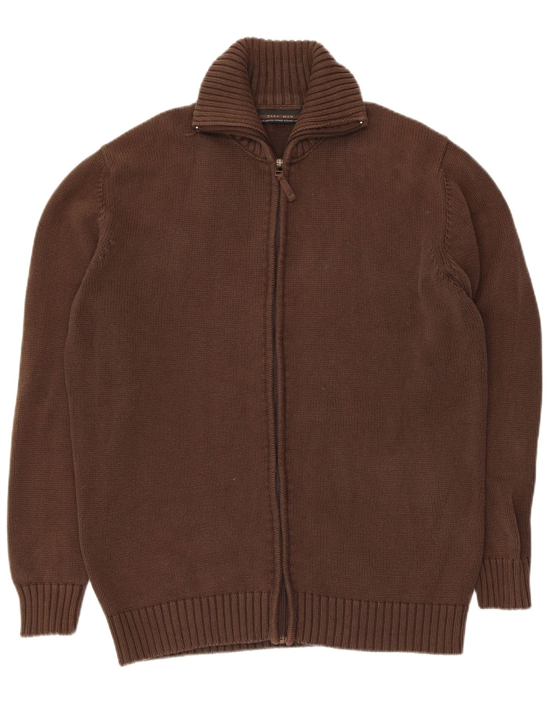 Zara Herren Strickjacke XL Braun Baumwolle