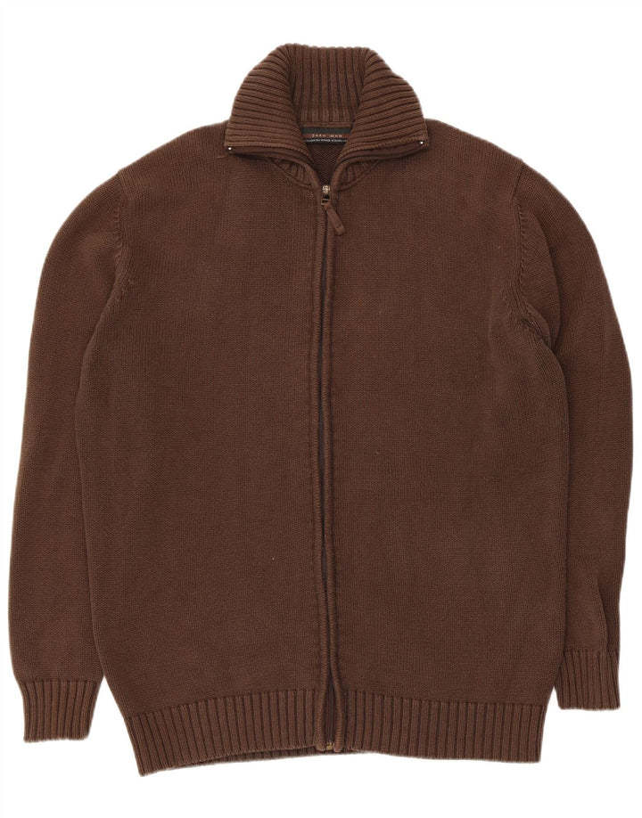 Zara Herren Strickjacke XL Braun Baumwolle