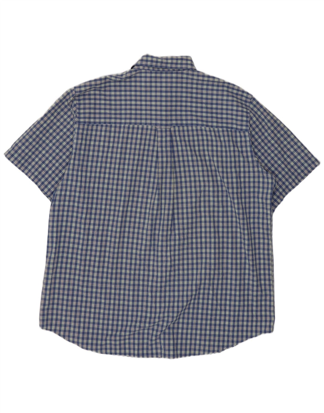 Chaps Herren pflegeleichtes Kurzarmhemd XL, blau kariert, Baumwolle