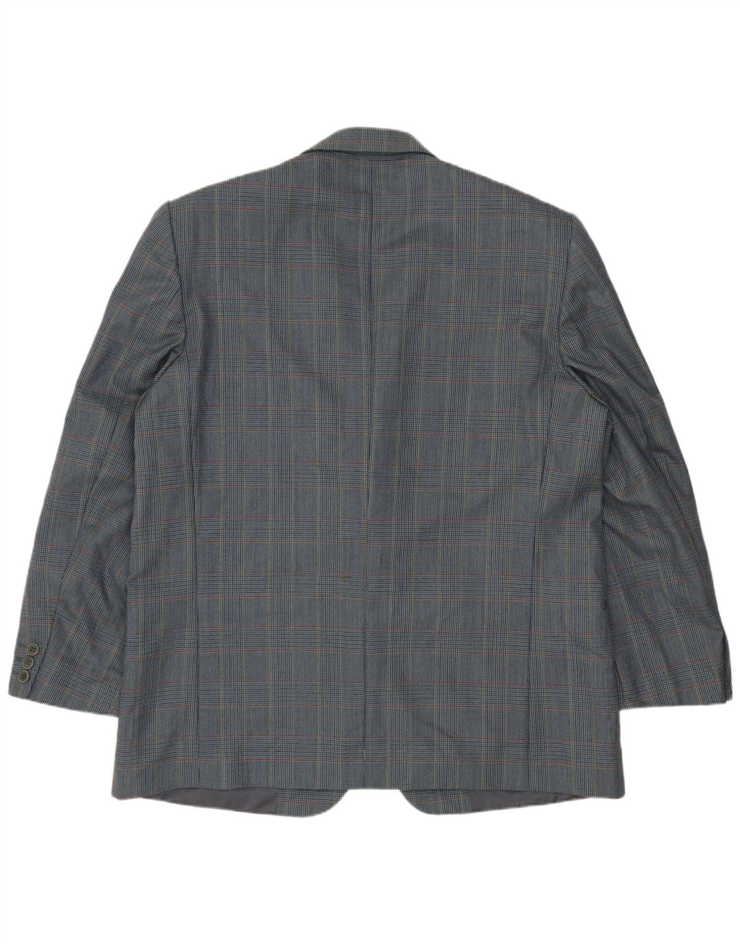 Vintage Herren 2-Knopf-Blazer-Jacke IT 54 2XL Blaue Hahnentritt-Schurwolle