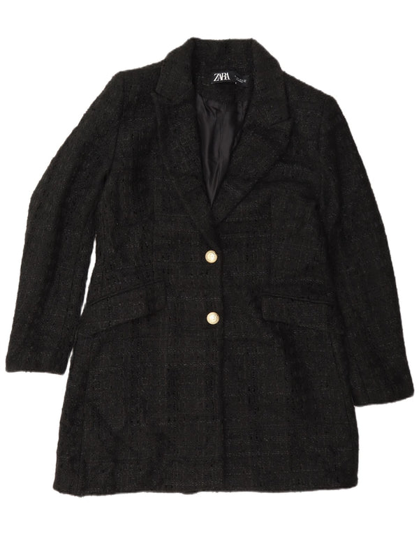 Zara Damen Mantel UK 16 Large Schwarz meliert