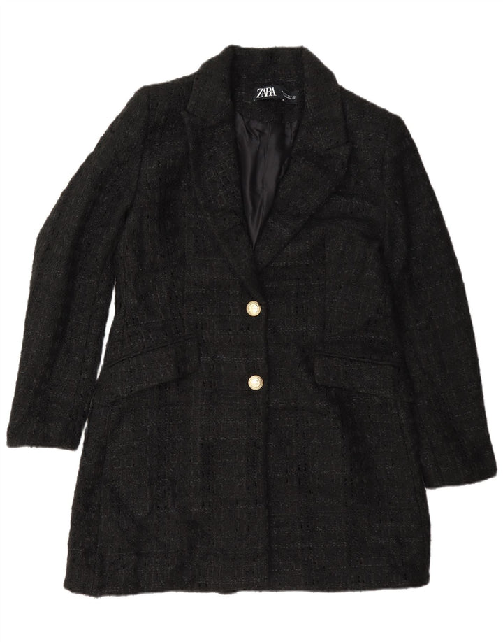 Zara Damen Mantel UK 16 Large Schwarz meliert