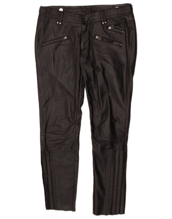PEPE Jeans Damen Slim Lederhose W28 L27 Schwarzes Leder