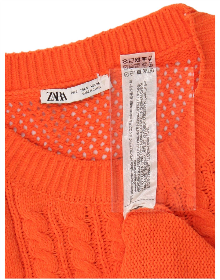 ZARA Damen Ärmelloses Pulloverkleid UK 8 Small Orange Polyester