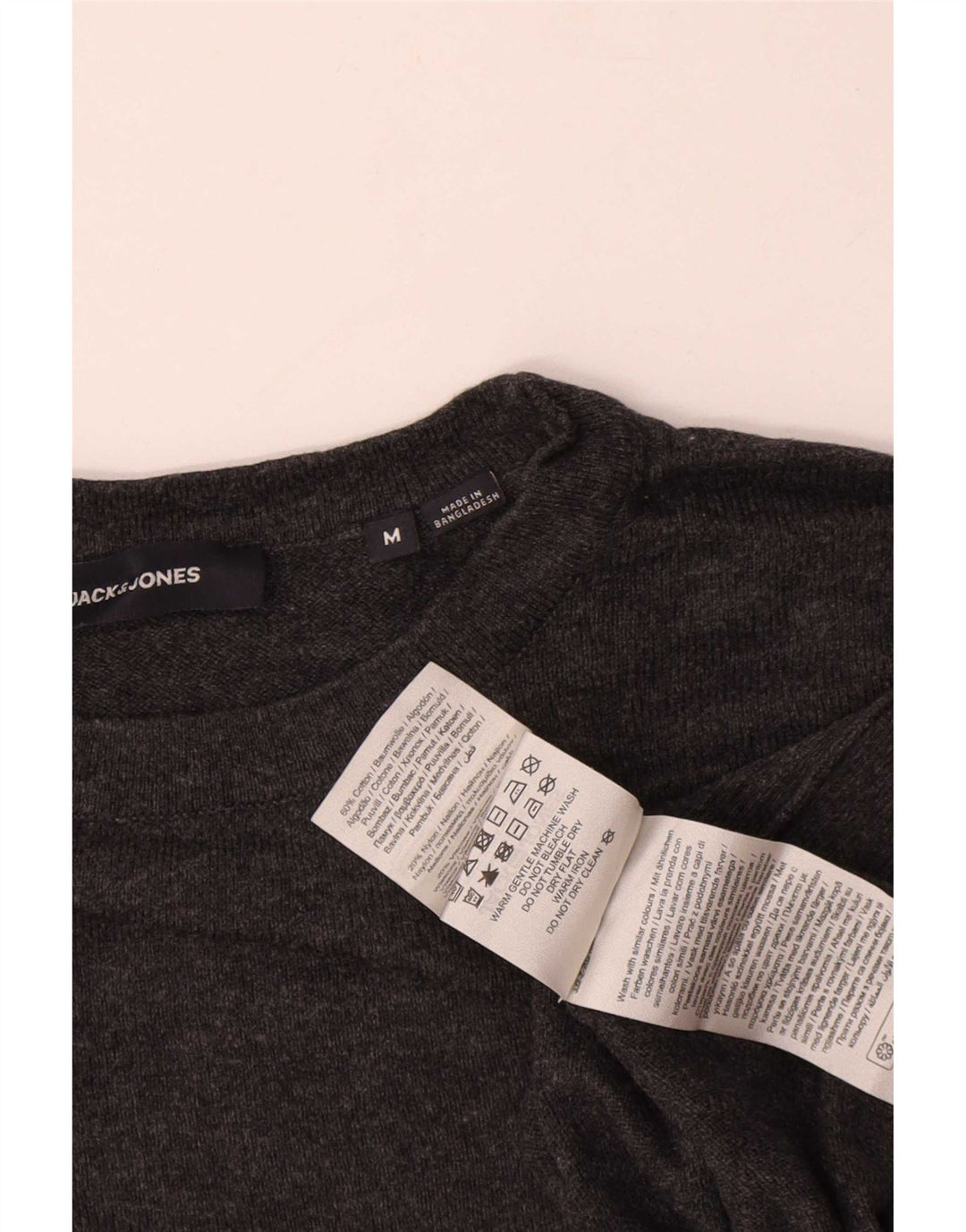 Jack & Jones Herren-Pullover mit Rundhalsausschnitt, mittelgraue Baumwolle