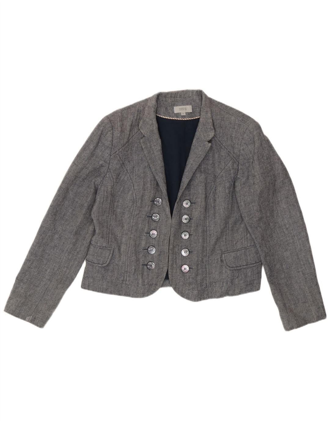 Marks & Spencer Damen Bolerojacke UK 18 XL Blaue Baumwolle