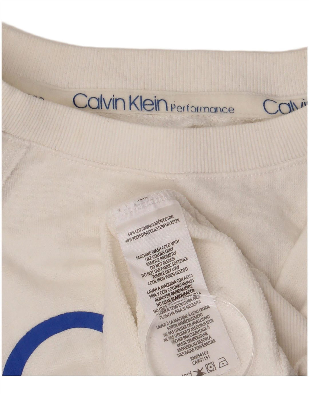 CALVIN KLEIN Damen Performance Crop Sweatshirt Pullover UK 8 Small Weiß