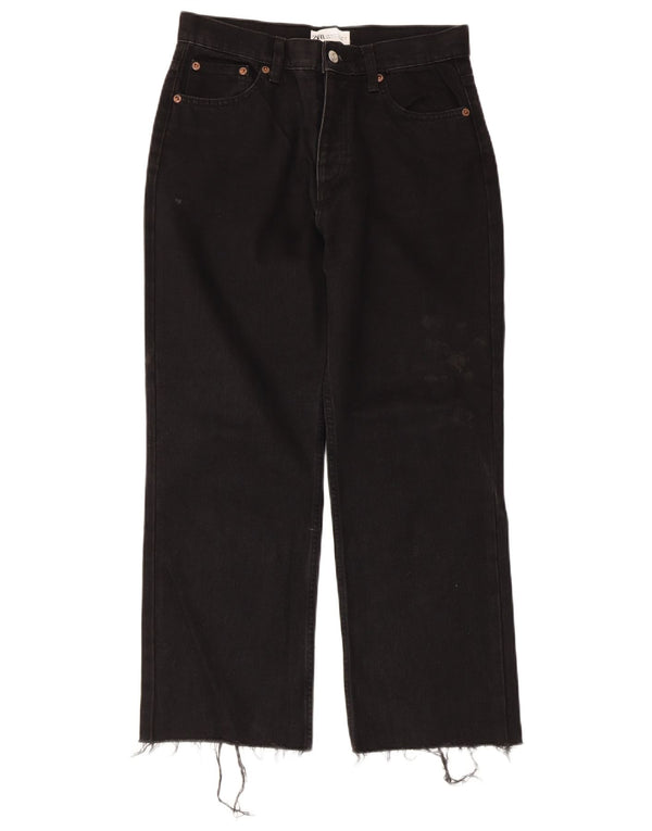 Kurze Jeans für Damen von Zara, EU 38, Größe S, W28, L25, schwarze Baumwolle
