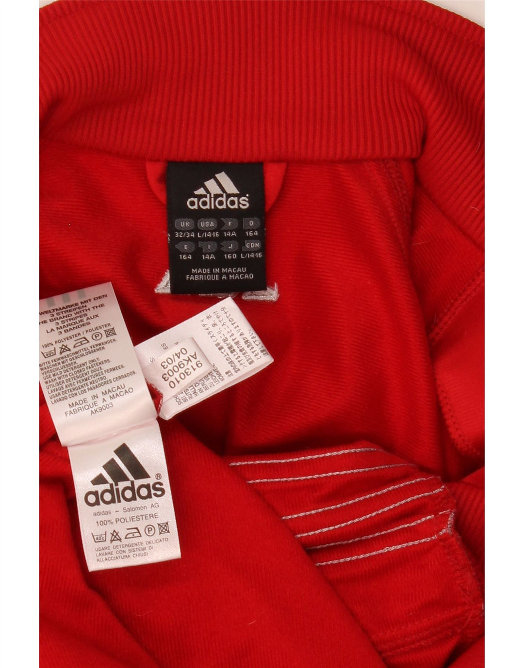 Adidas Jungen Trainingsanzug Top Jacke 13–14 Jahre, rotes Polyester