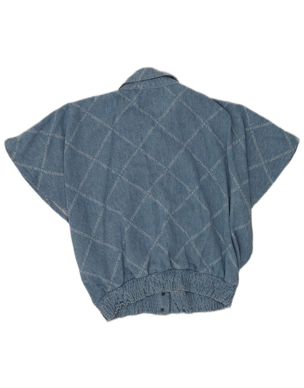 Karl Lagerfeld Damen Übergroßes Kurzarm-Jeanshemd UK 10 Small Blue