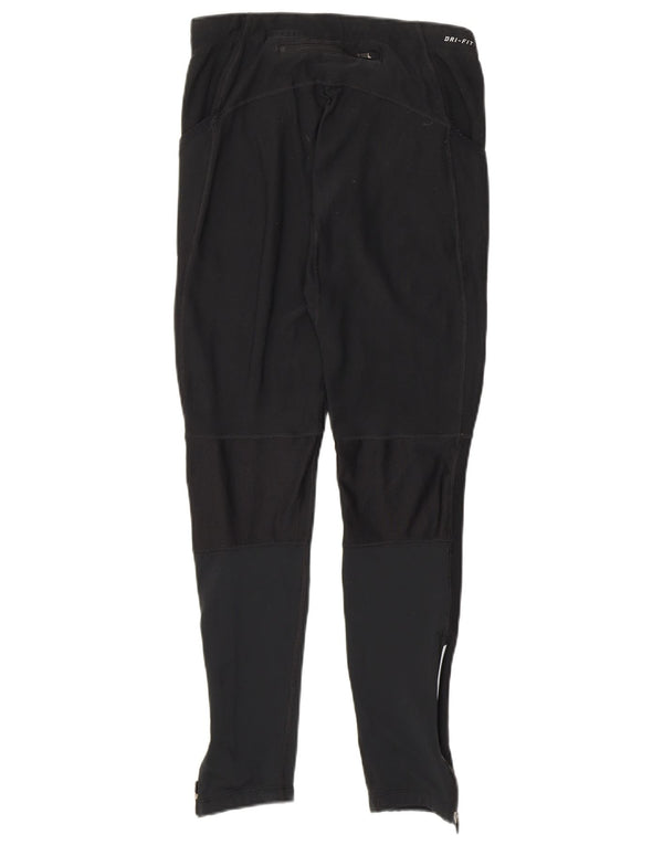 Nike Damen Dri Fit Leggings UK 12 Mittelschwarzes Colourblock-Polyester