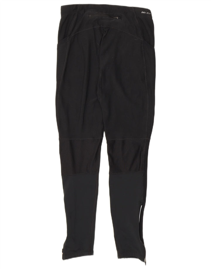 Nike Damen Dri Fit Leggings UK 12 Mittelschwarzes Colourblock-Polyester