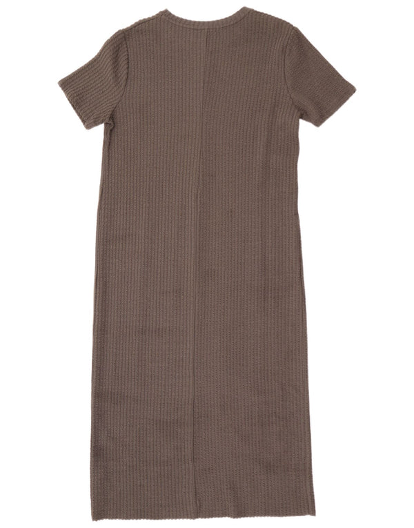Zara Damen Trafaluc Kurzarm-Pulloverkleid UK 14 Große graue Baumwolle