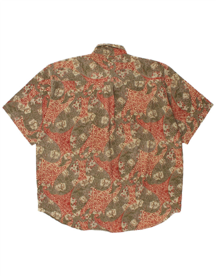 COMPAGNIE Herren-Kurzarmhemd, groß, Khaki, Blumenmuster, Viskose