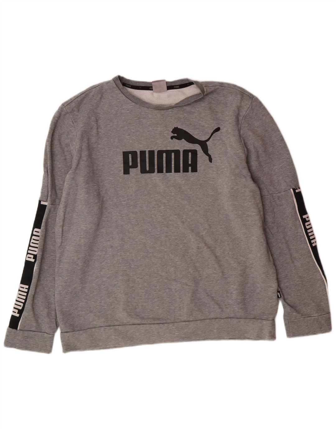 PUMA Herren Grafik-Sweatshirt-Pullover, groß, graue Farbblock-Baumwolle