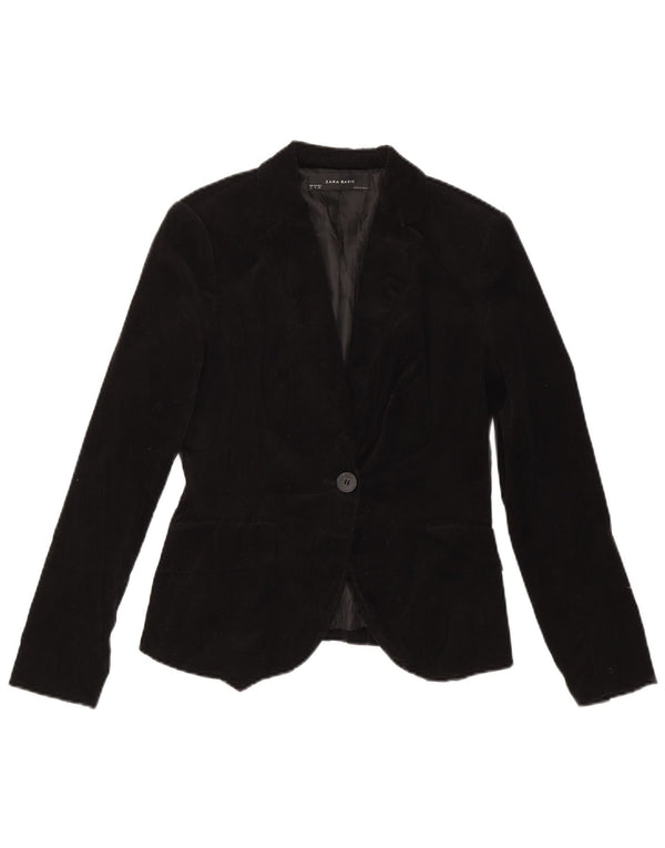 Zara Damen-Blazer aus Samt mit 1 Knopf, Gr. 10, Größe S, Schwarz, Baumwolle