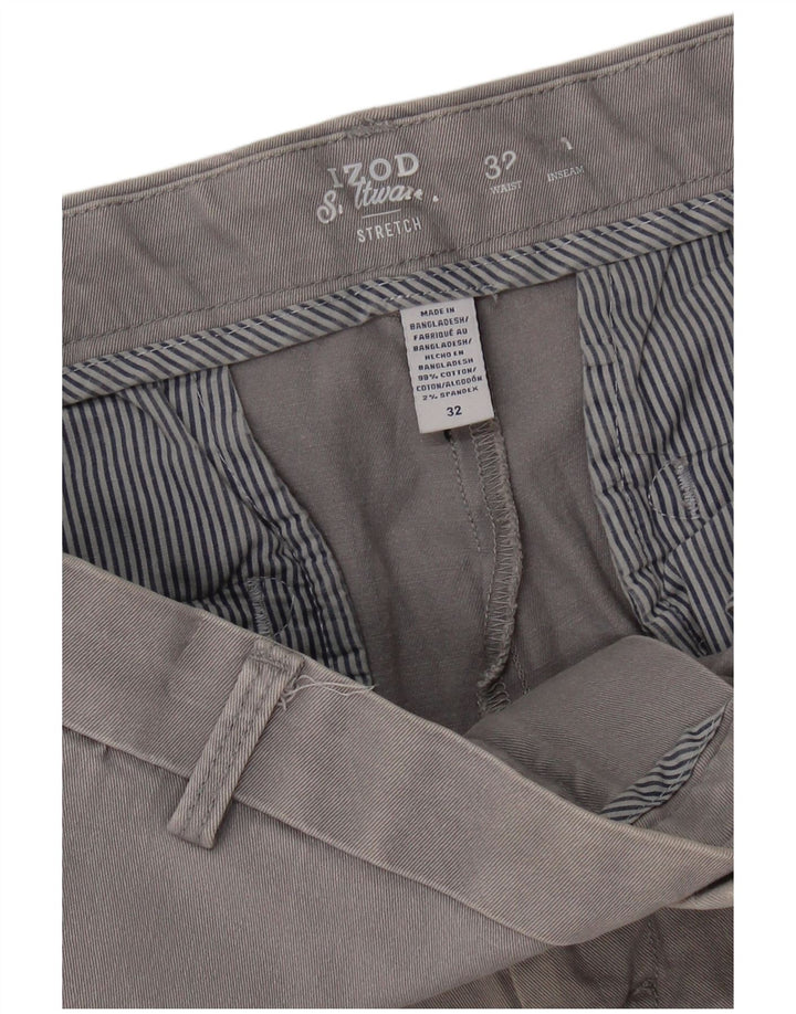IZOD Herren Salt Water Chino Shorts W32 Mittelgraue Baumwolle