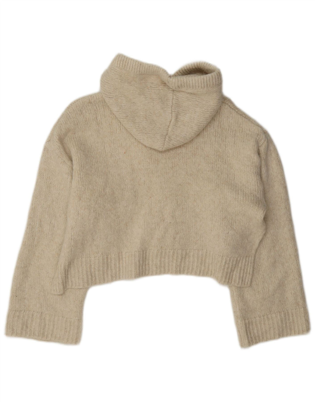 Zara Damen Crop Kapuzenpullover UK 14 Medium Beige