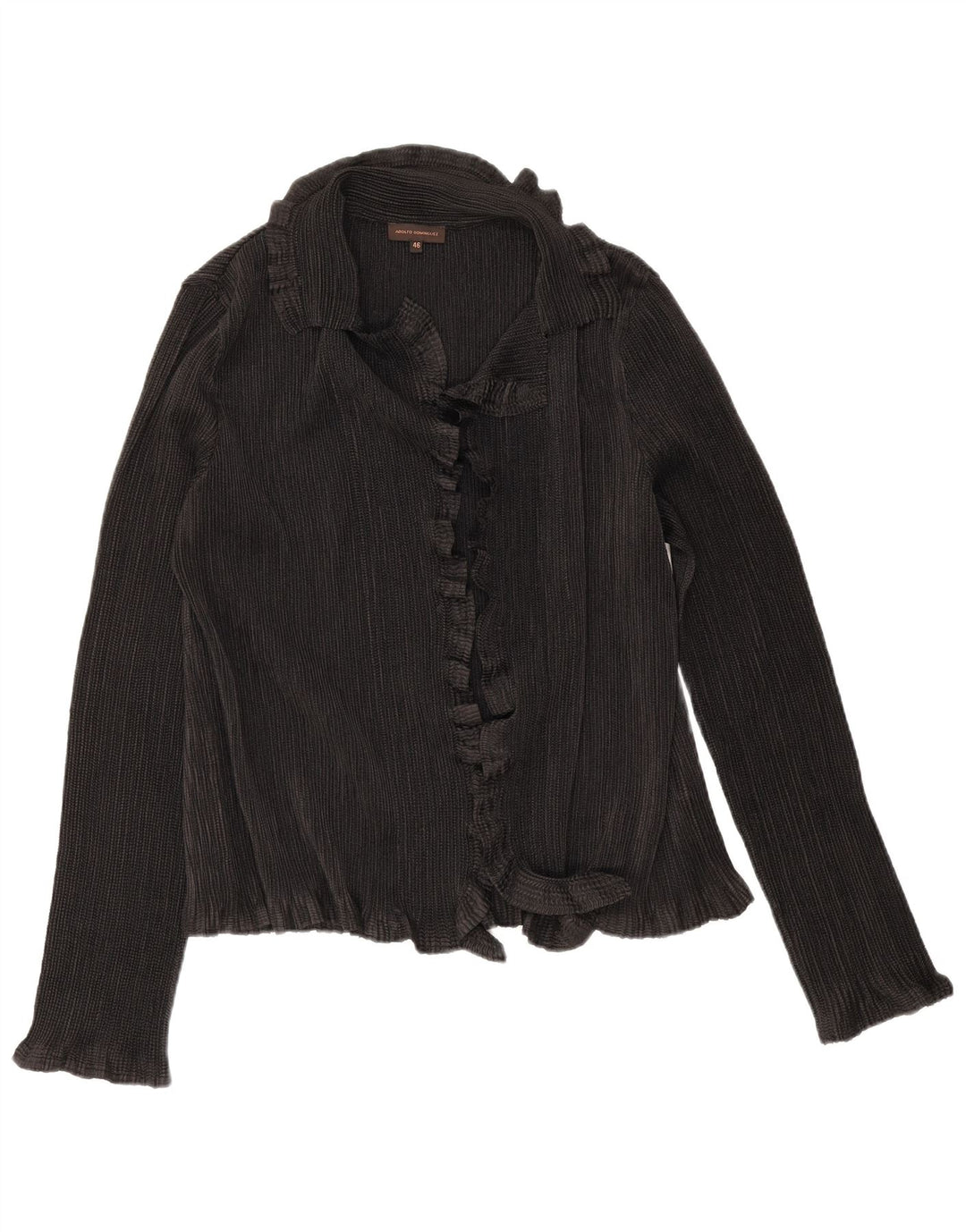 Adolfo Dominguez Damen Hemdbluse mit Rüschen vorne IT 46 Large Schwarz