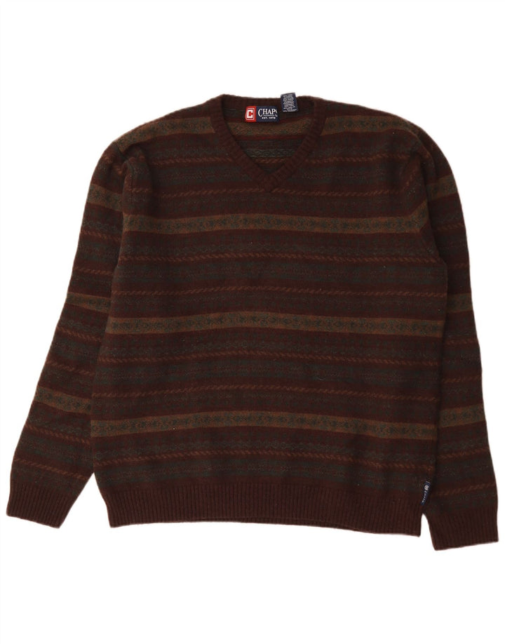 Chaps Herren-Pullover mit V-Ausschnitt, groß, mehrfarbig, Fair-Isle-Lammwolle