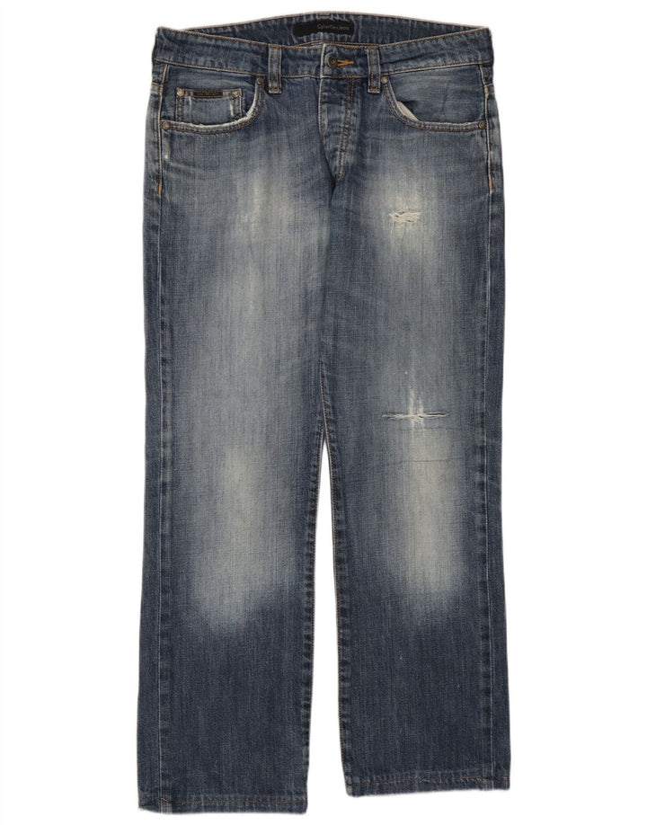 Calvin Klein Herren Distressed Straight Jeans W34 L28 Blau