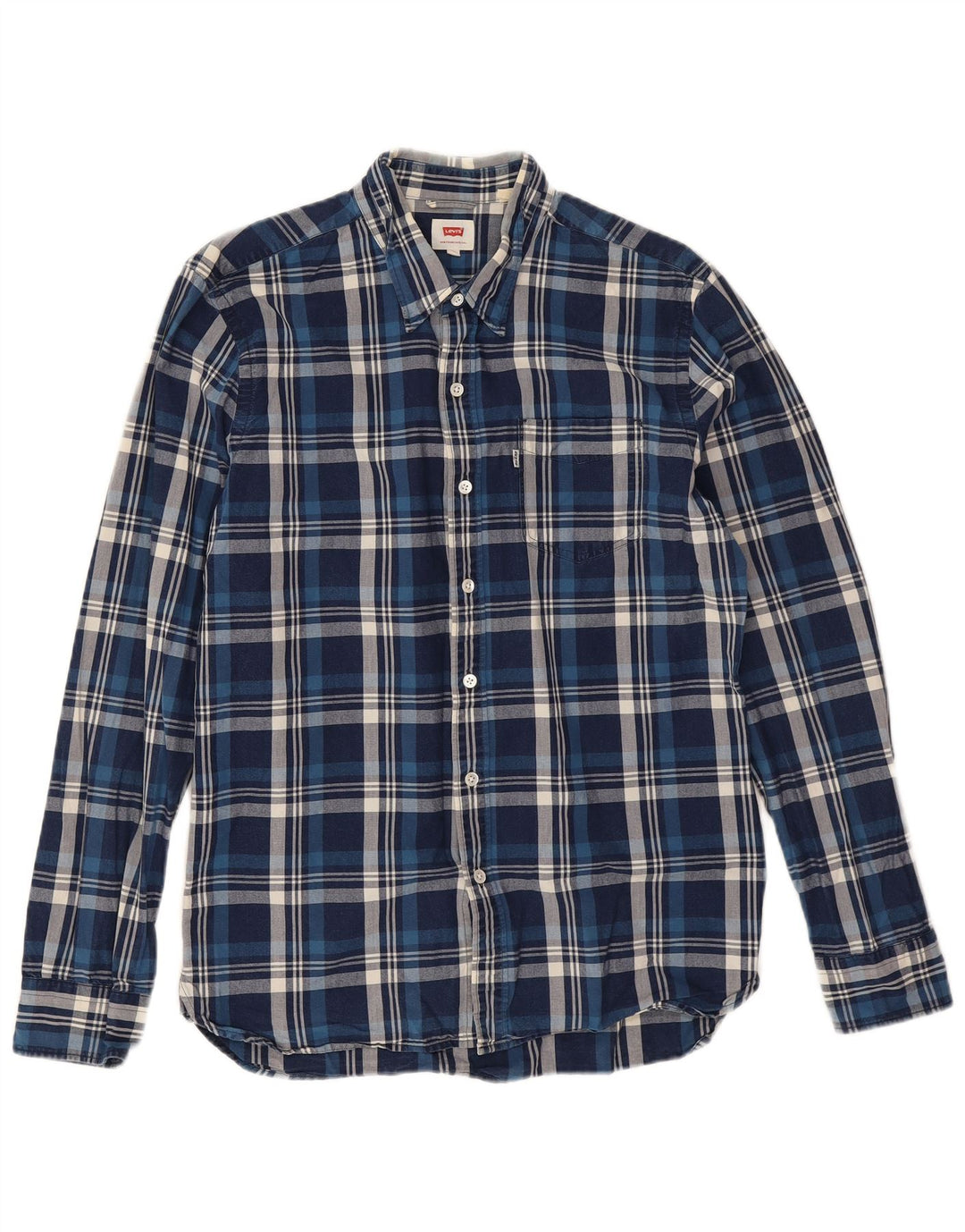 Levi's Herren-Hemd aus mittelblauer Baumwolle mit Karomuster in Marineblau