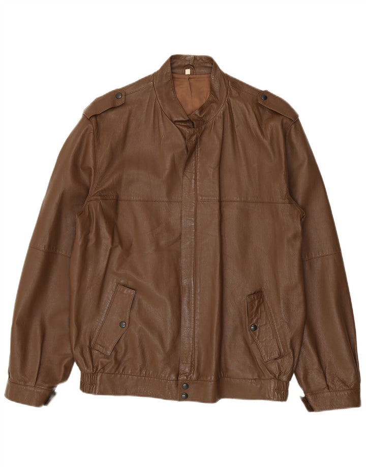 Indios Herren Militärlederjacke IT 52 XL Braunes Leder