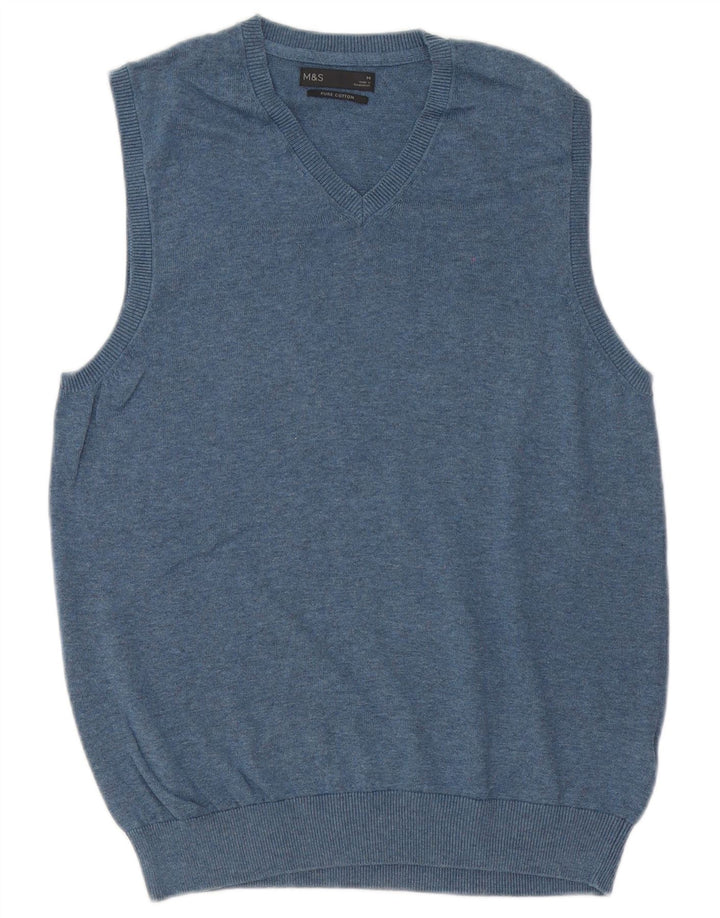 Marks & Spencer Herren-Weste-Tanktop aus mittelblauer Baumwolle