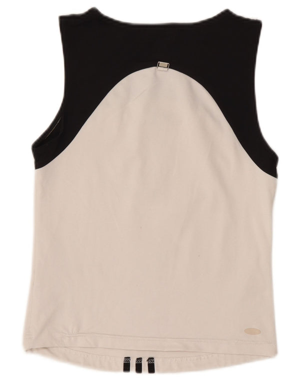 Adidas Damen Crop Vest Top UK 12 Mittelweißes Colourblock-Polyester