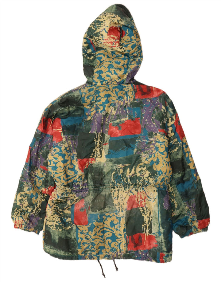 Vintage Herren-Windbreaker-Mantel mit Kapuze, UK 38, mittelgrün, Patchwork-Polyester