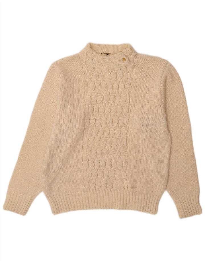 VINTAGE Damen Rollkragenpullover Pullover UK 16 Large Off White