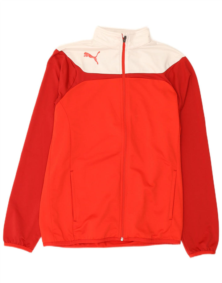 Puma Jungen Grafik-Trainingsanzug-Top-Jacke, 15–16 Jahre, rotes Farbblockdesign