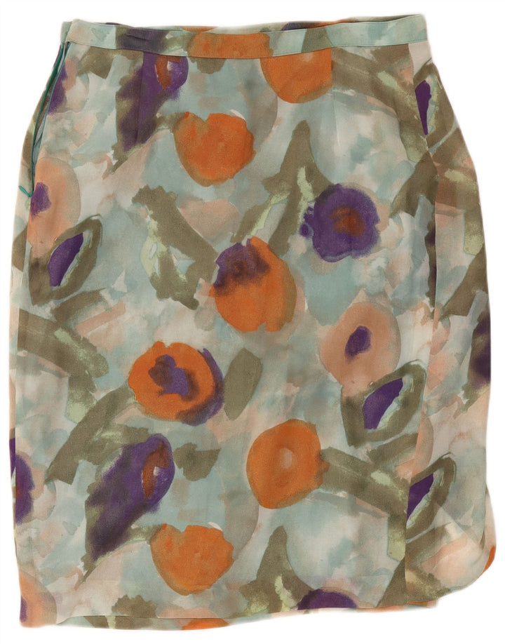 Vintage Damen Wickelrock W34 Großes Mehrfarbiges Blumenmuster