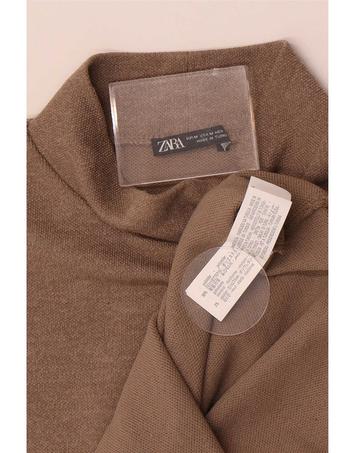 Zara Damen Weste Top UK 12 Mittelbraunes Polyester