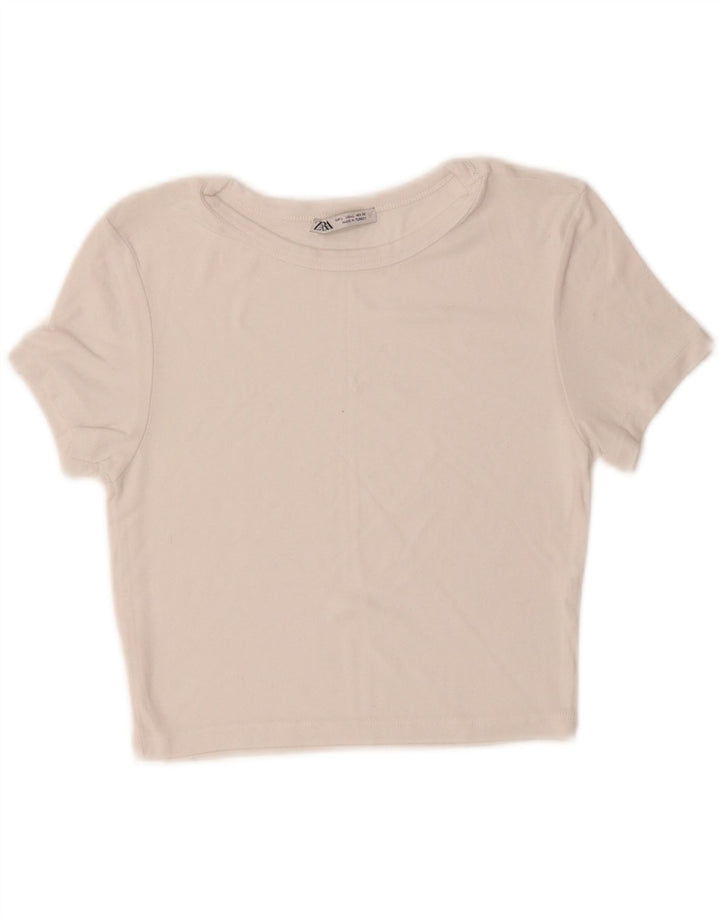 ZARA Womens T-Shirt Top UK 14 Large White Vintage Zara and Second-Hand Zara from Messina Hembry 