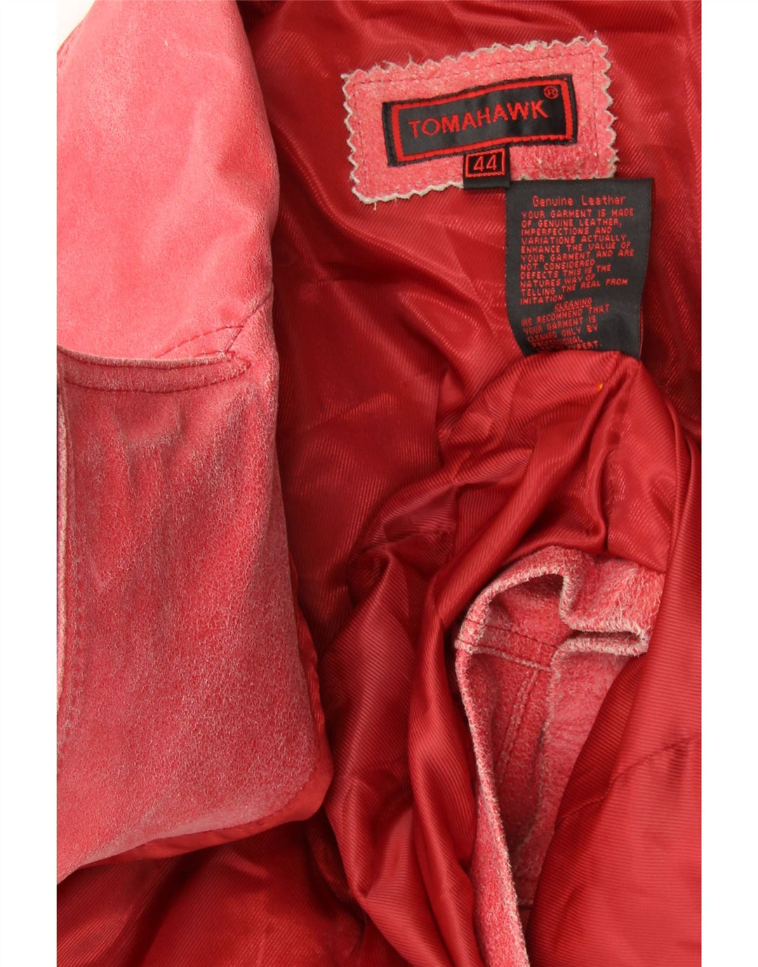 TOMAHAWK Damen Crop Leder Bikerjacke IT 44 Mittelrotes Leder